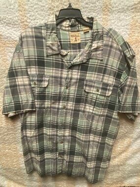 RedHead Gray and Green Plaid Short-Sleeve Button-Down Shirt Men’s Size 3XL